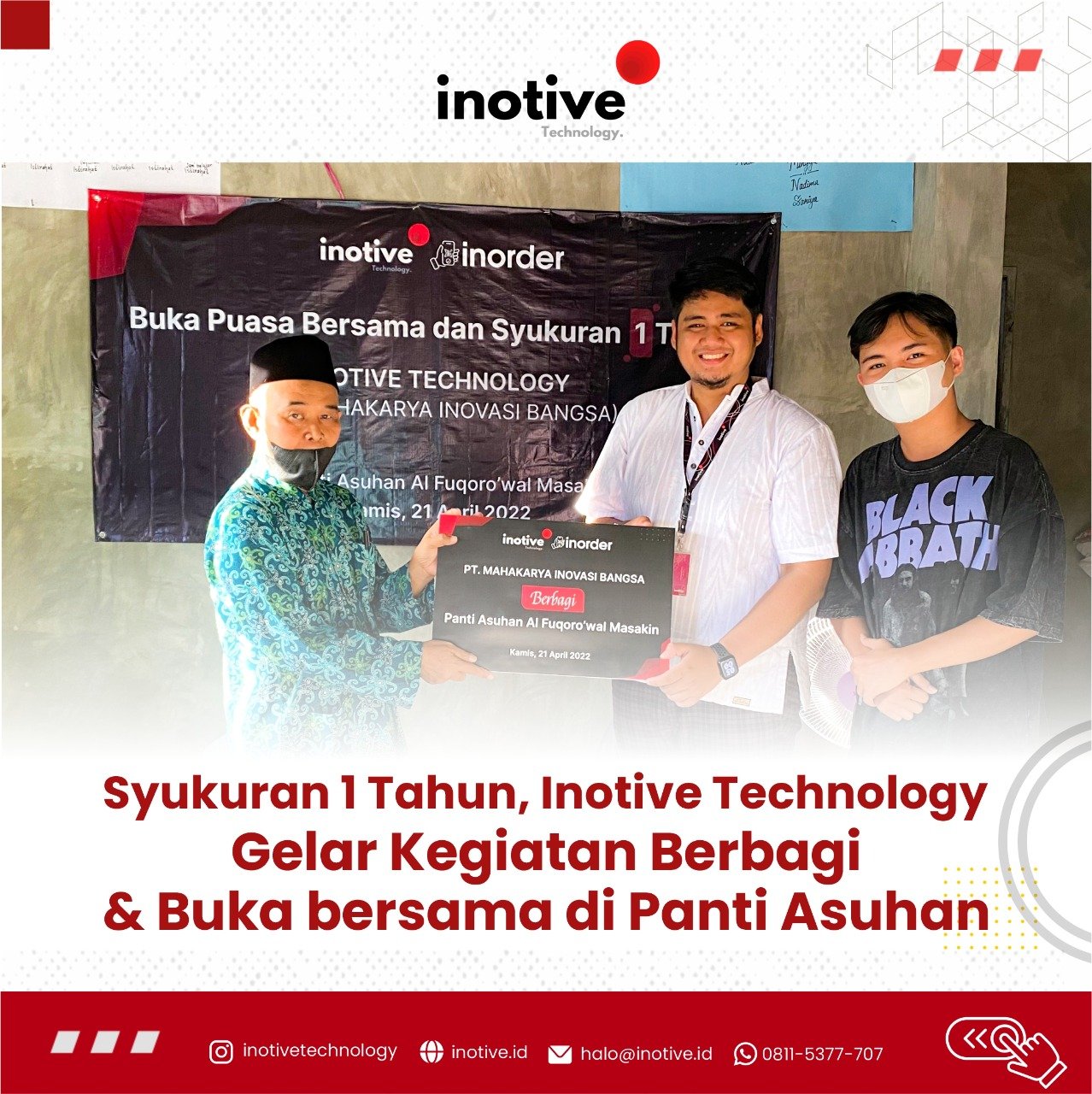Syukuran 1 Tahun, Inotive Technology Gelar Kegiatan Berbagi & Buka bersama di Panti Asuhan